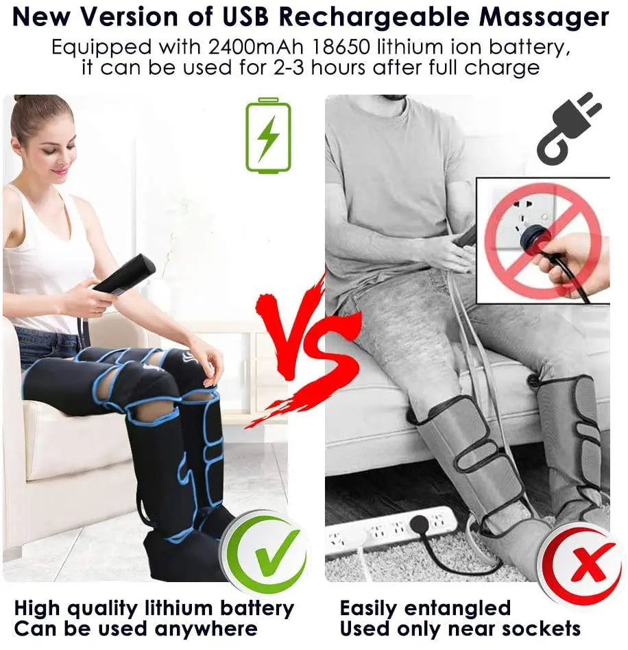 Massage Jambes 360° avec Chauffe Genoux – Sans Fil & Compression Intelligente