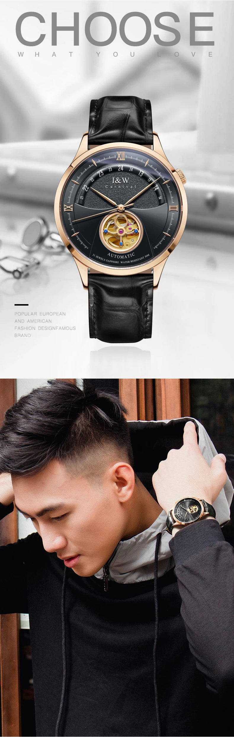 I&W MIYOTA – Tourbillon Bleu Prestige (Édition Saphir & Cuir Italien)