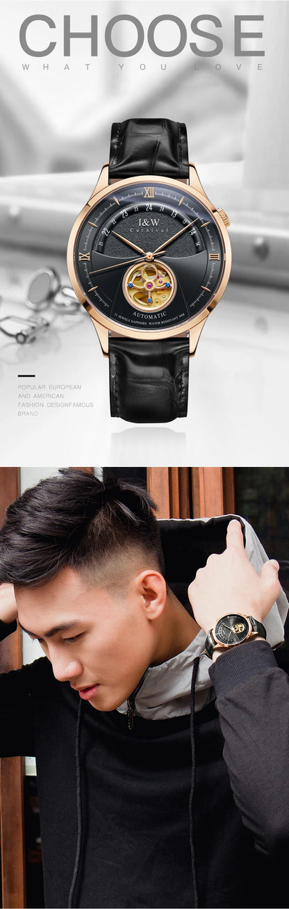 I&W MIYOTA – Tourbillon Bleu Prestige (Édition Saphir & Cuir Italien)