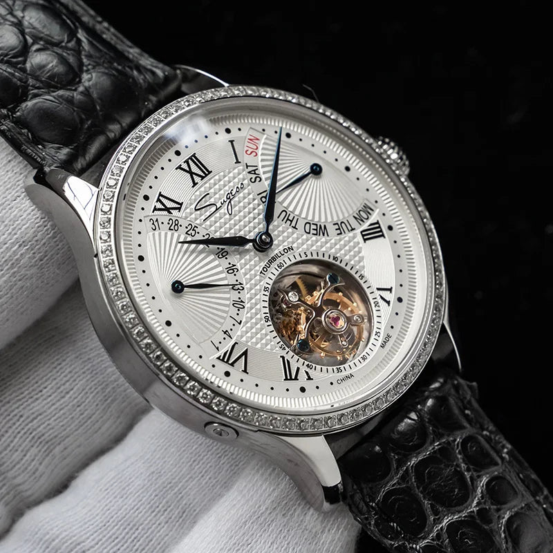 SUGESS ST8004 – Tourbillon Mécanique Prestige (Édition Cuir Crocodile)