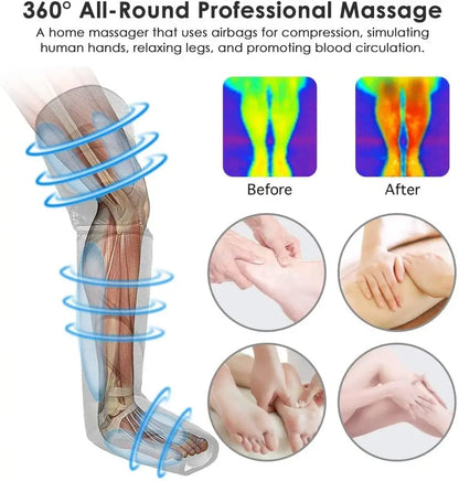 Massage Jambes 360° avec Chauffe Genoux – Sans Fil & Compression Intelligente