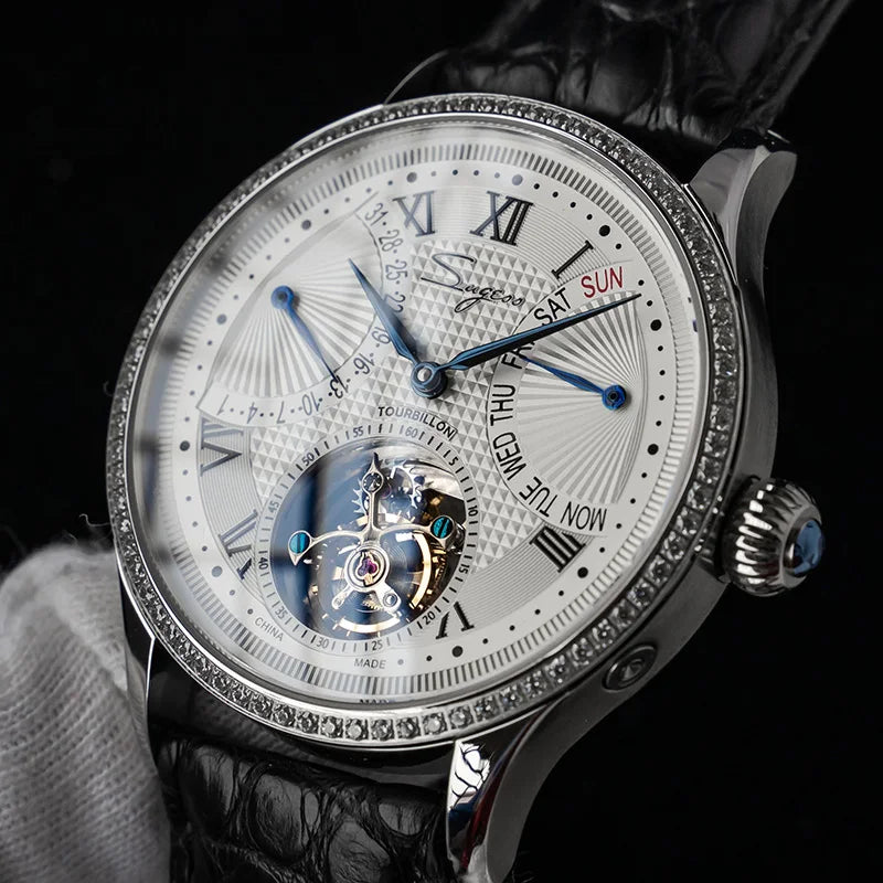 SUGESS ST8004 – Tourbillon Mécanique Prestige (Édition Cuir Crocodile)