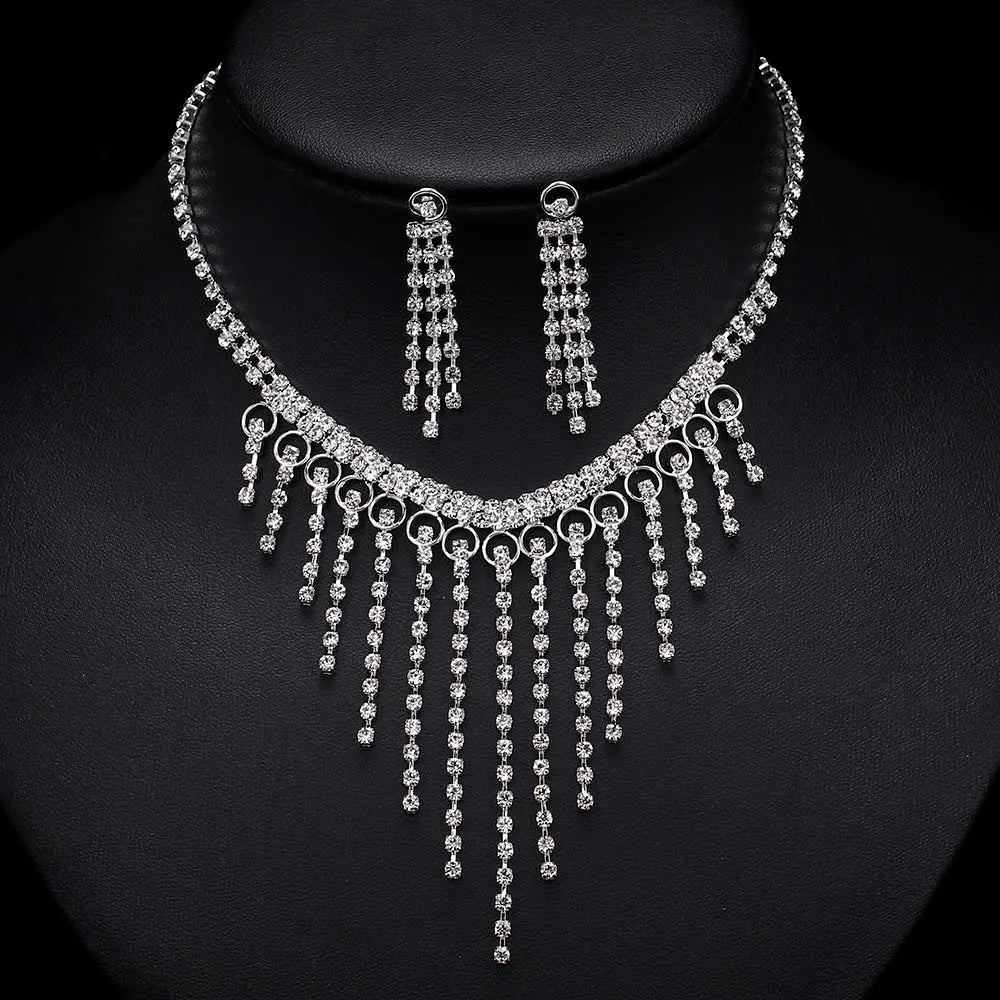 Parure Bijoux Cristal BLIJERY – Collier & Boucles Élégantes (Plusieurs Styles au Choix)