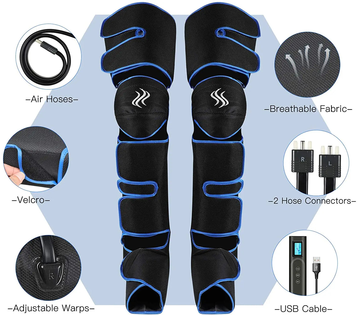 Massage Jambes 360° avec Chauffe Genoux – Sans Fil & Compression Intelligente