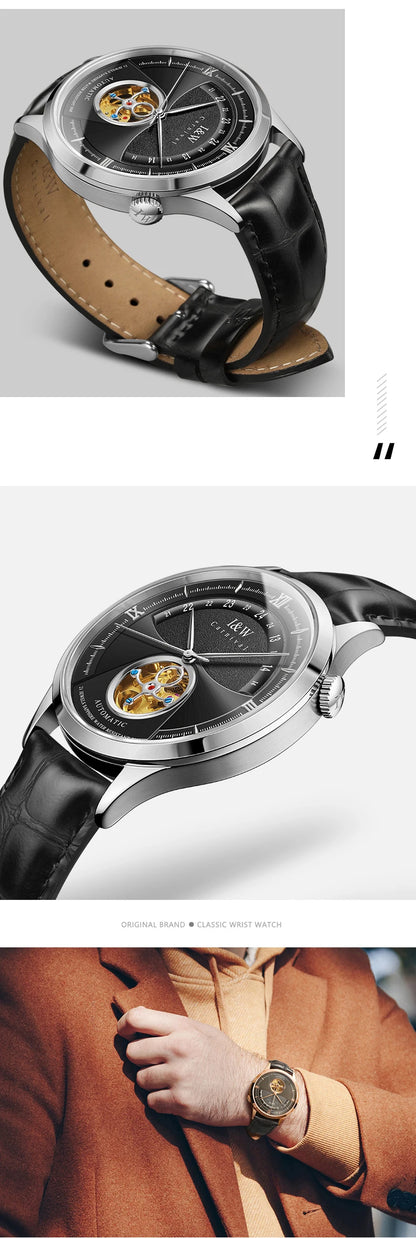 I&W MIYOTA – Tourbillon Bleu Prestige (Édition Saphir & Cuir Italien)