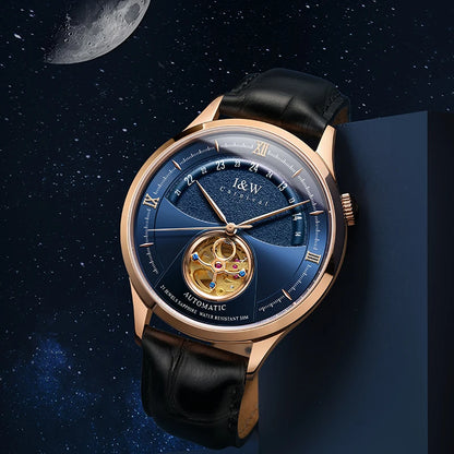 I&W MIYOTA – Tourbillon Bleu Prestige (Édition Saphir & Cuir Italien)