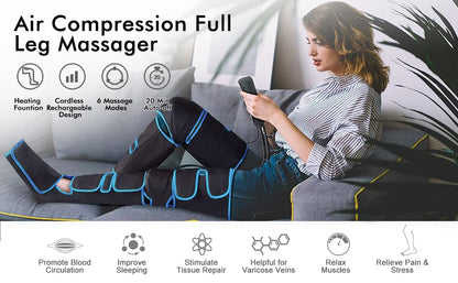 Massage Jambes 360° avec Chauffe Genoux – Sans Fil & Compression Intelligente
