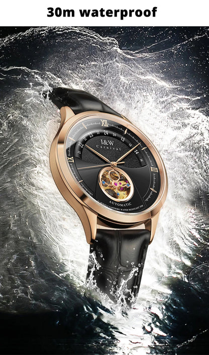 I&W MIYOTA – Tourbillon Bleu Prestige (Édition Saphir & Cuir Italien)
