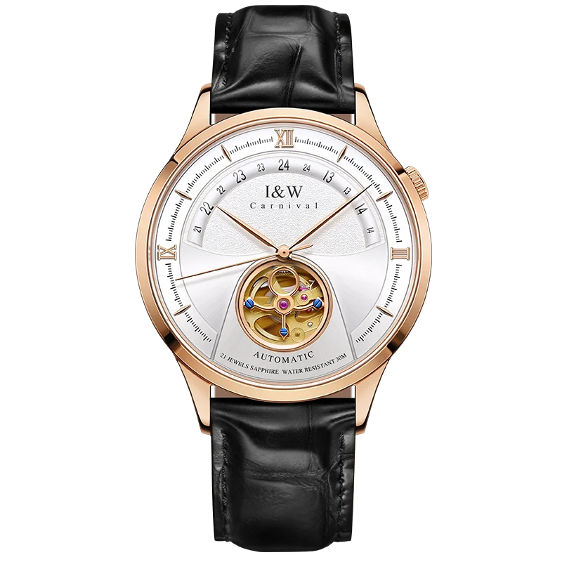 I&W MIYOTA – Tourbillon Bleu Prestige (Édition Saphir & Cuir Italien)