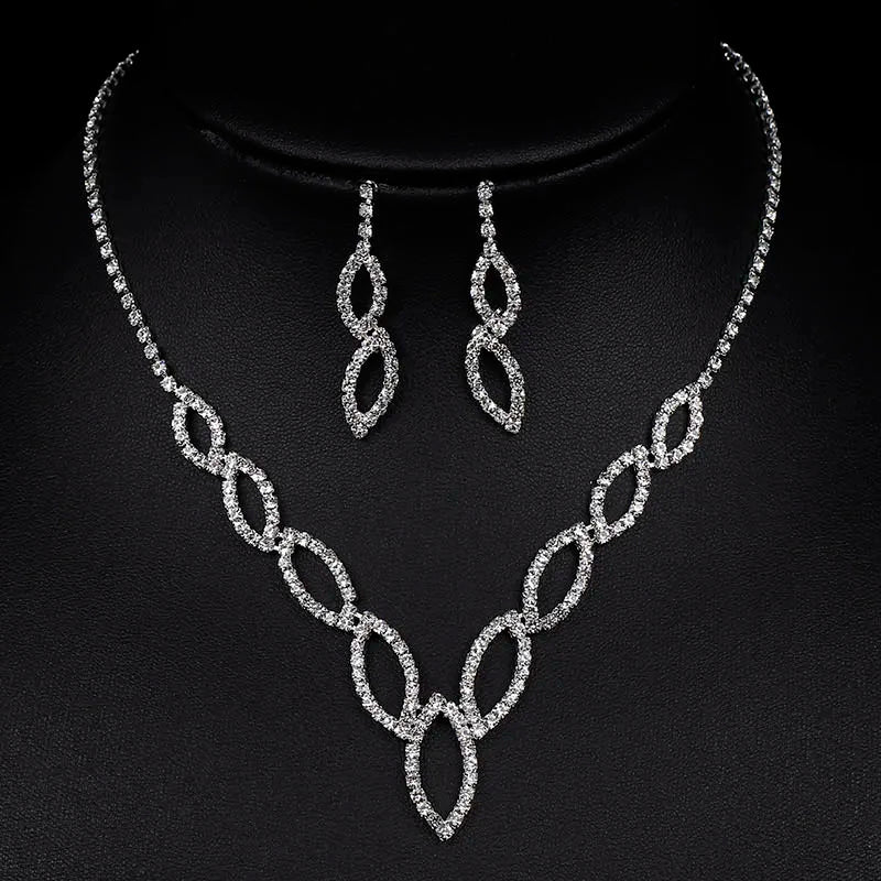 Parure Bijoux Cristal BLIJERY – Collier & Boucles Élégantes (Plusieurs Styles au Choix)