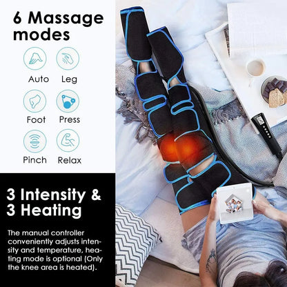 Massage Jambes 360° avec Chauffe Genoux – Sans Fil & Compression Intelligente