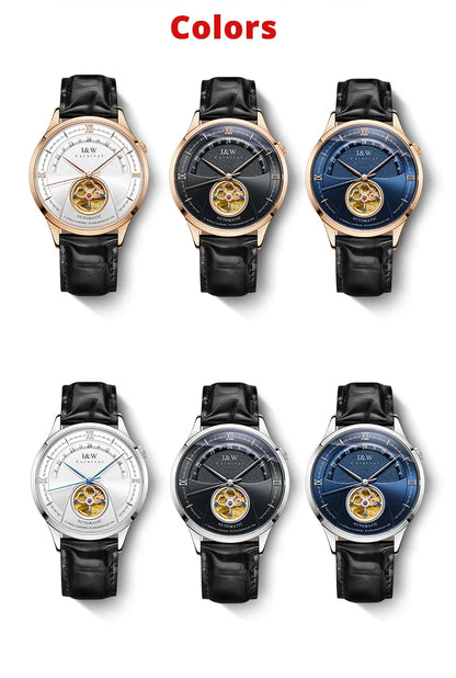 I&W MIYOTA – Tourbillon Bleu Prestige (Édition Saphir & Cuir Italien)