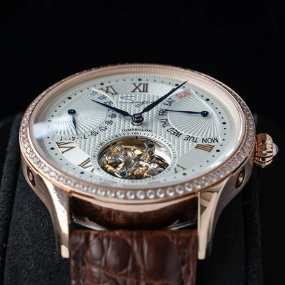 SUGESS ST8004 – Tourbillon Mécanique Prestige (Édition Cuir Crocodile)