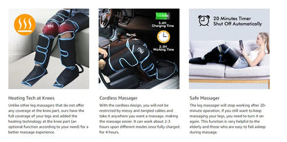 Massage Jambes 360° avec Chauffe Genoux – Sans Fil & Compression Intelligente