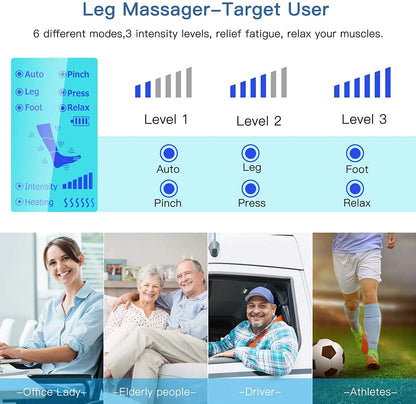 Massage Jambes 360° avec Chauffe Genoux – Sans Fil & Compression Intelligente