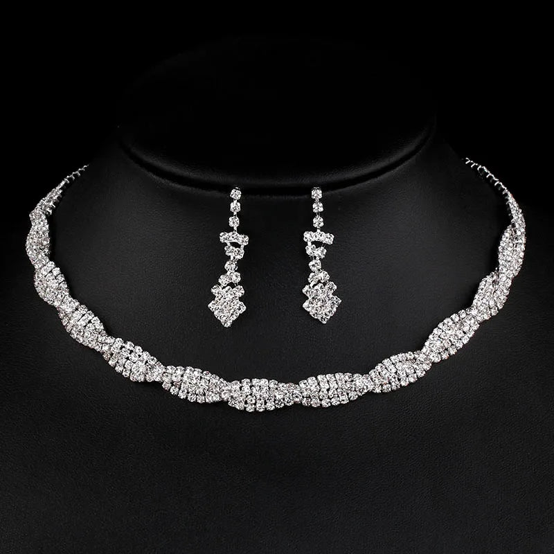 Parure Bijoux Cristal BLIJERY – Collier & Boucles Élégantes (Plusieurs Styles au Choix)