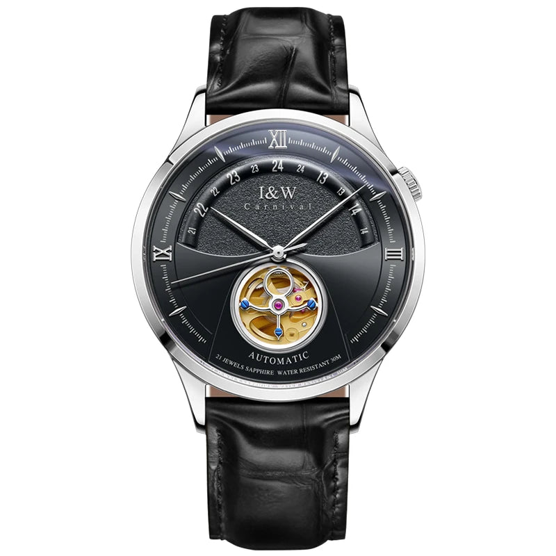 I&W MIYOTA – Tourbillon Bleu Prestige (Édition Saphir & Cuir Italien)