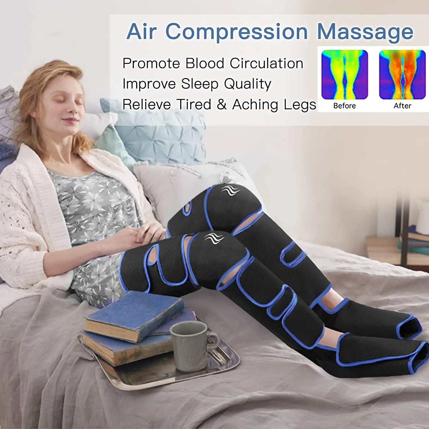 Massage Jambes 360° avec Chauffe Genoux – Sans Fil & Compression Intelligente