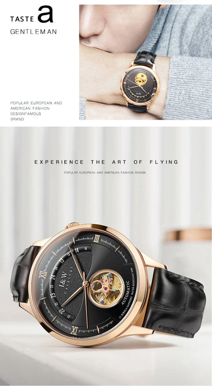 I&W MIYOTA – Tourbillon Bleu Prestige (Édition Saphir & Cuir Italien)