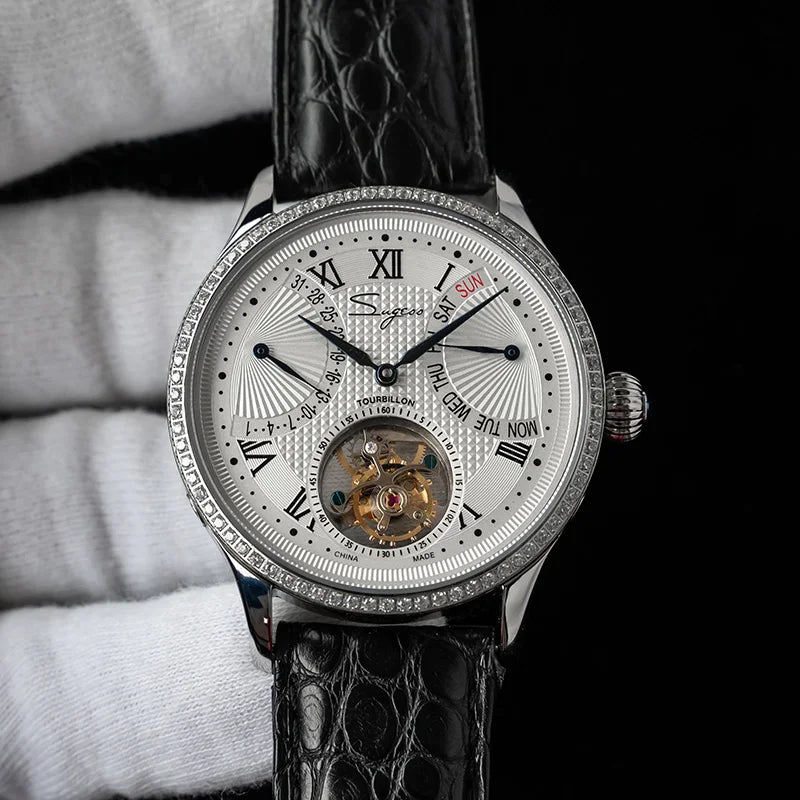 SUGESS ST8004 – Tourbillon Mécanique Prestige (Édition Cuir Crocodile)