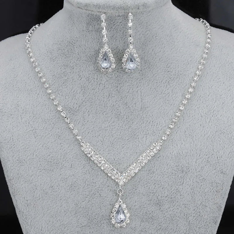 Parure Bijoux Cristal BLIJERY – Collier & Boucles Élégantes (Plusieurs Styles au Choix)