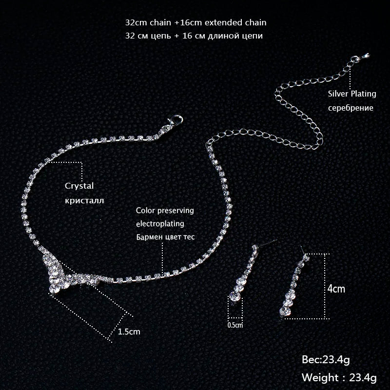 Parure Bijoux Cristal BLIJERY – Collier & Boucles Élégantes (Plusieurs Styles au Choix)