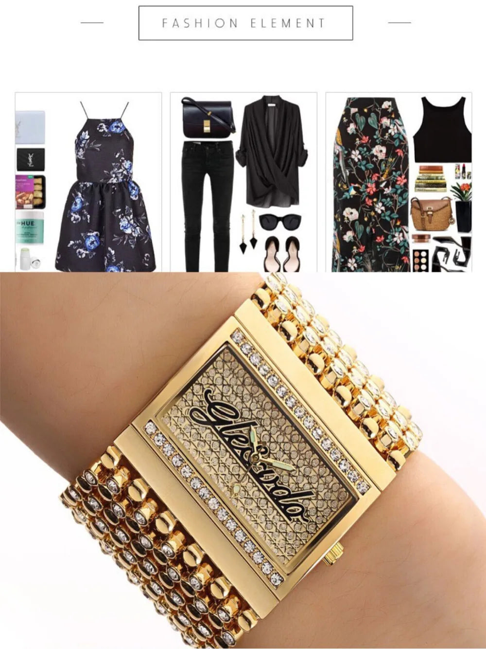 G&D G027 – Montre Bijou Femme Dorée (Édition Glamour & Élégance)