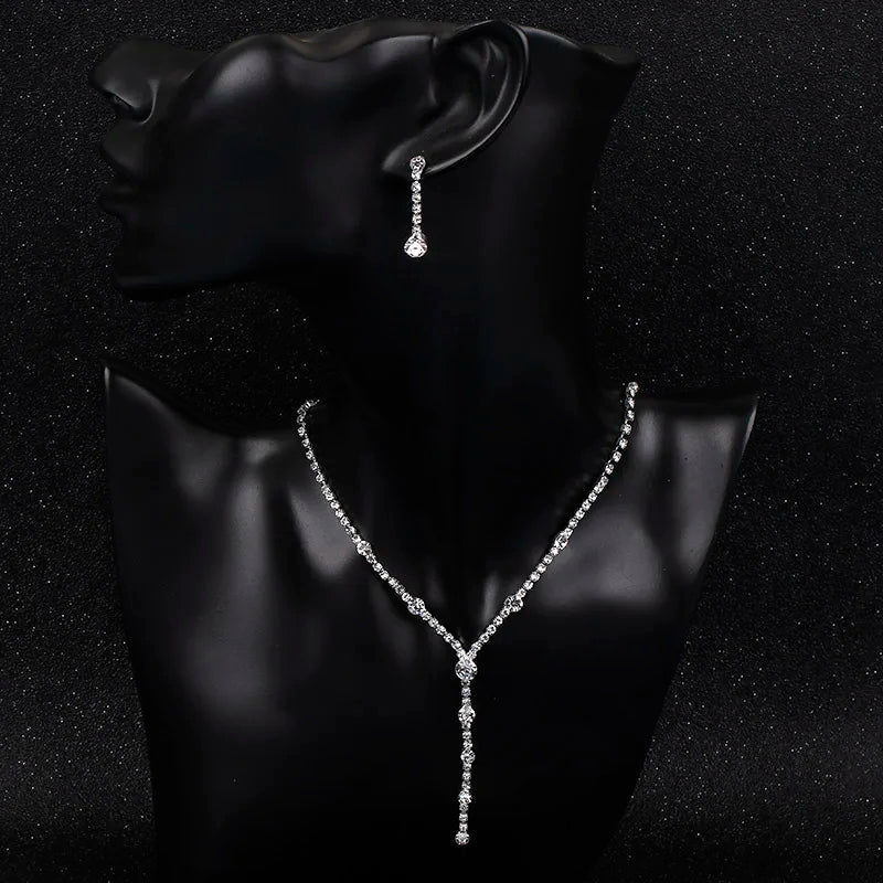 Parure Bijoux Cristal BLIJERY – Collier & Boucles Élégantes (Plusieurs Styles au Choix)