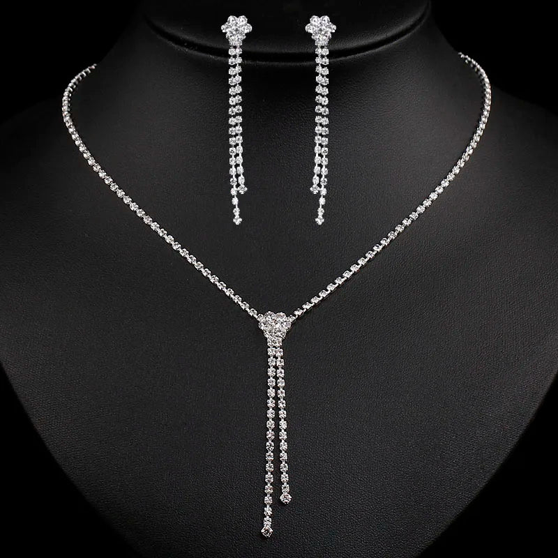 Parure Bijoux Cristal BLIJERY – Collier & Boucles Élégantes (Plusieurs Styles au Choix)