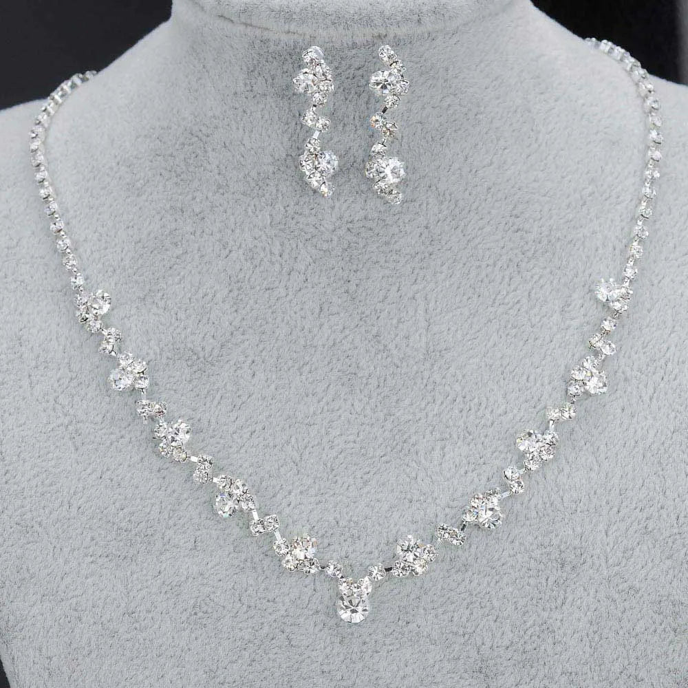 Parure Bijoux Cristal BLIJERY – Collier & Boucles Élégantes (Plusieurs Styles au Choix)