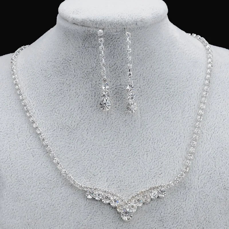 Parure Bijoux Cristal BLIJERY – Collier & Boucles Élégantes (Plusieurs Styles au Choix)