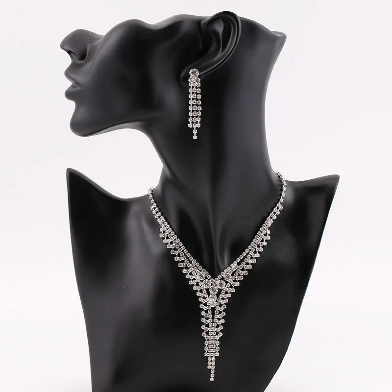 Parure Bijoux Cristal BLIJERY – Collier & Boucles Élégantes (Plusieurs Styles au Choix)