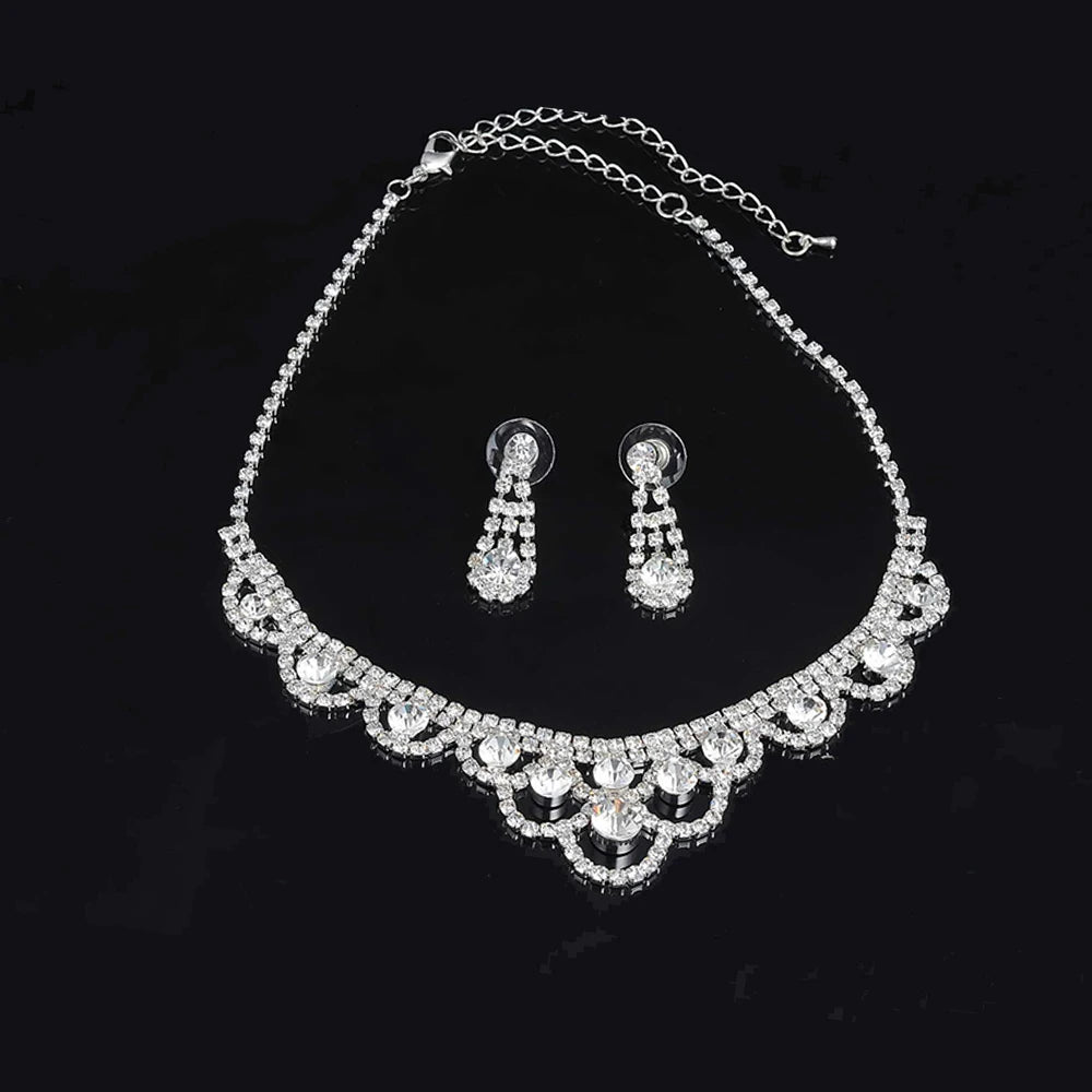 Parure Bijoux Cristal BLIJERY – Collier & Boucles Élégantes (Plusieurs Styles au Choix)