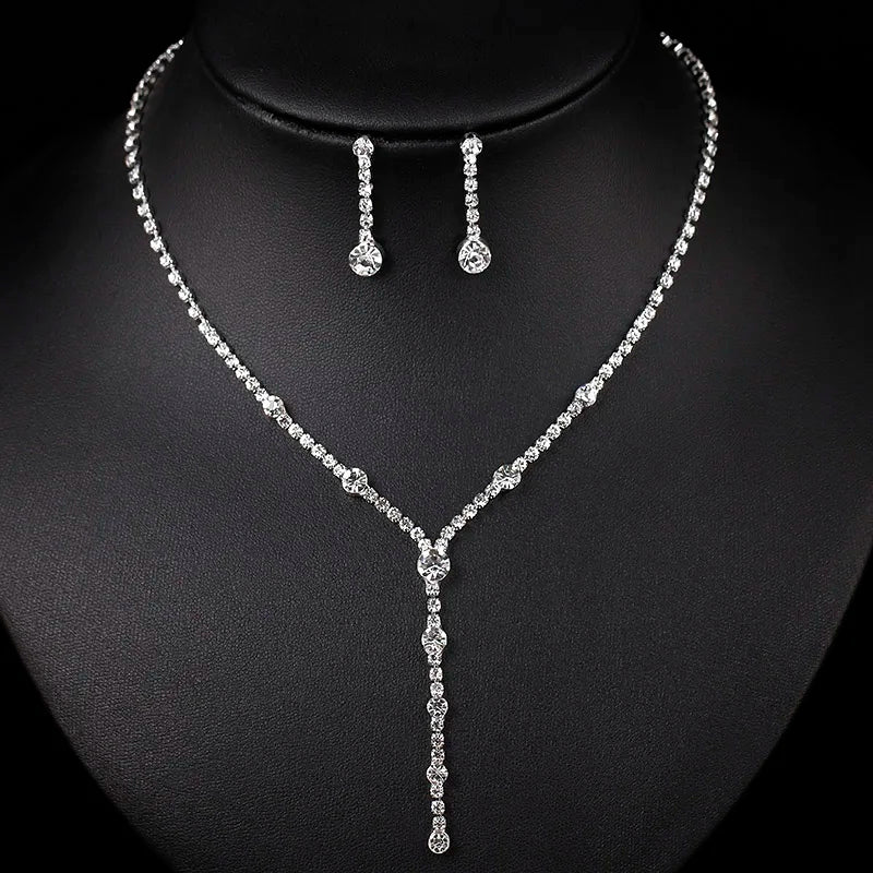 Parure Bijoux Cristal BLIJERY – Collier & Boucles Élégantes (Plusieurs Styles au Choix)