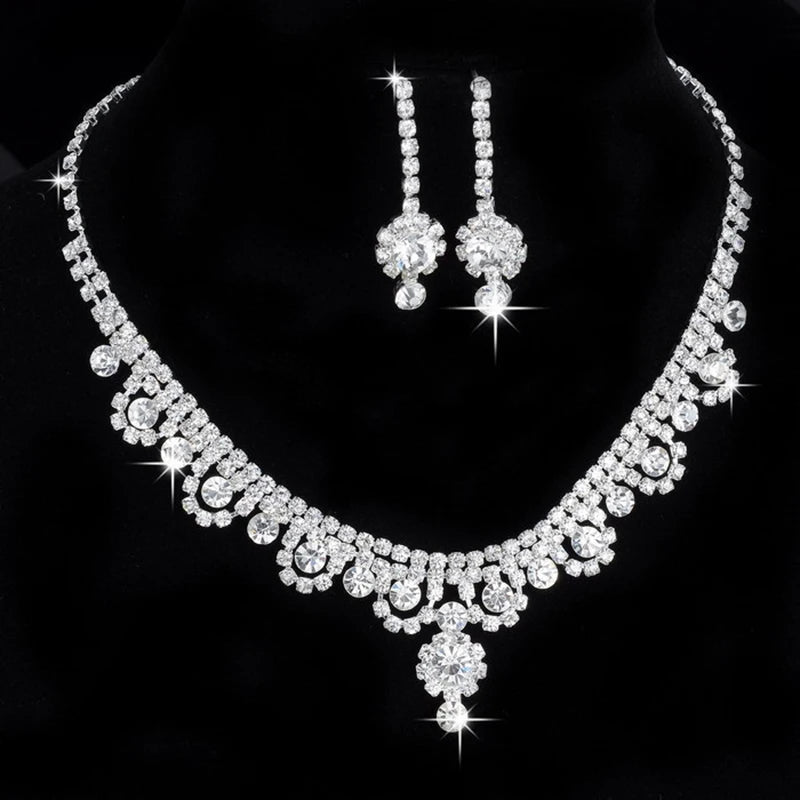 Parure Bijoux Cristal BLIJERY – Collier & Boucles Élégantes (Plusieurs Styles au Choix)