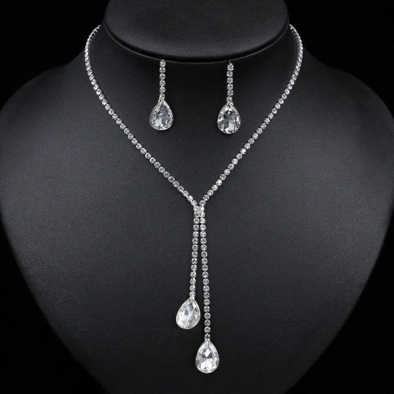 Parure Bijoux Cristal BLIJERY – Collier & Boucles Élégantes (Plusieurs Styles au Choix)