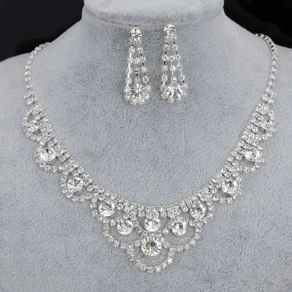Parure Bijoux Cristal BLIJERY – Collier & Boucles Élégantes (Plusieurs Styles au Choix)