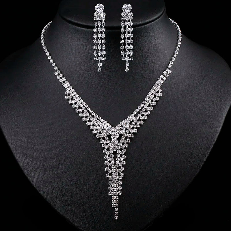 Parure Bijoux Cristal BLIJERY – Collier & Boucles Élégantes (Plusieurs Styles au Choix)