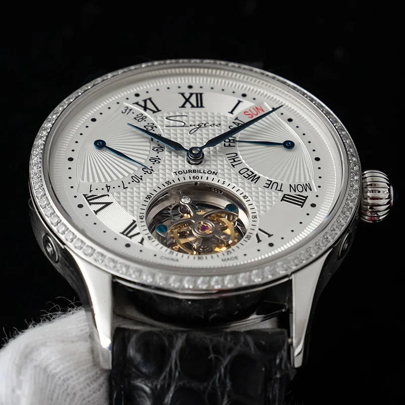 SUGESS ST8004 – Tourbillon Mécanique Prestige (Édition Cuir Crocodile)
