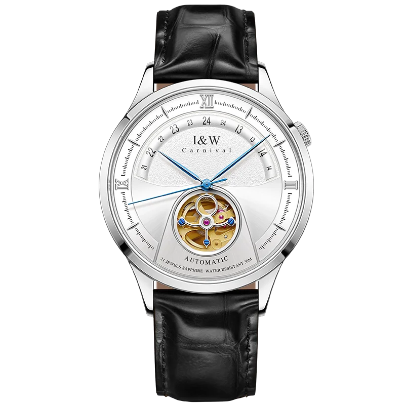 I&W MIYOTA – Tourbillon Bleu Prestige (Édition Saphir & Cuir Italien)