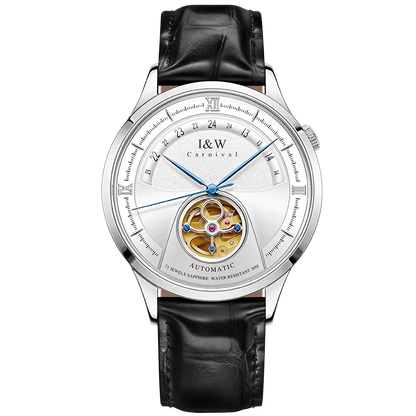 I&W MIYOTA – Tourbillon Bleu Prestige (Édition Saphir & Cuir Italien)