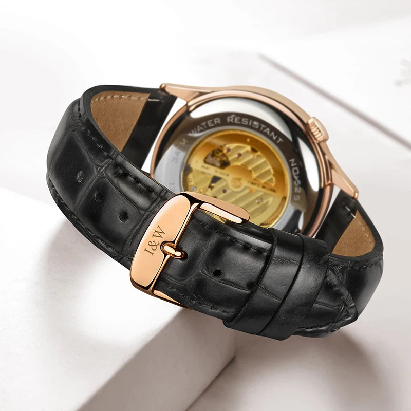 I&W MIYOTA – Tourbillon Bleu Prestige (Édition Saphir & Cuir Italien)