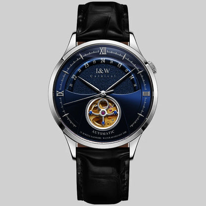 I&W MIYOTA – Tourbillon Bleu Prestige (Édition Saphir & Cuir Italien)