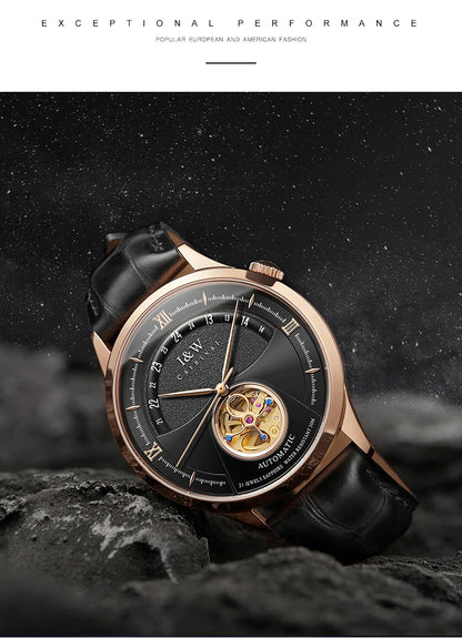I&W MIYOTA – Tourbillon Bleu Prestige (Édition Saphir & Cuir Italien)