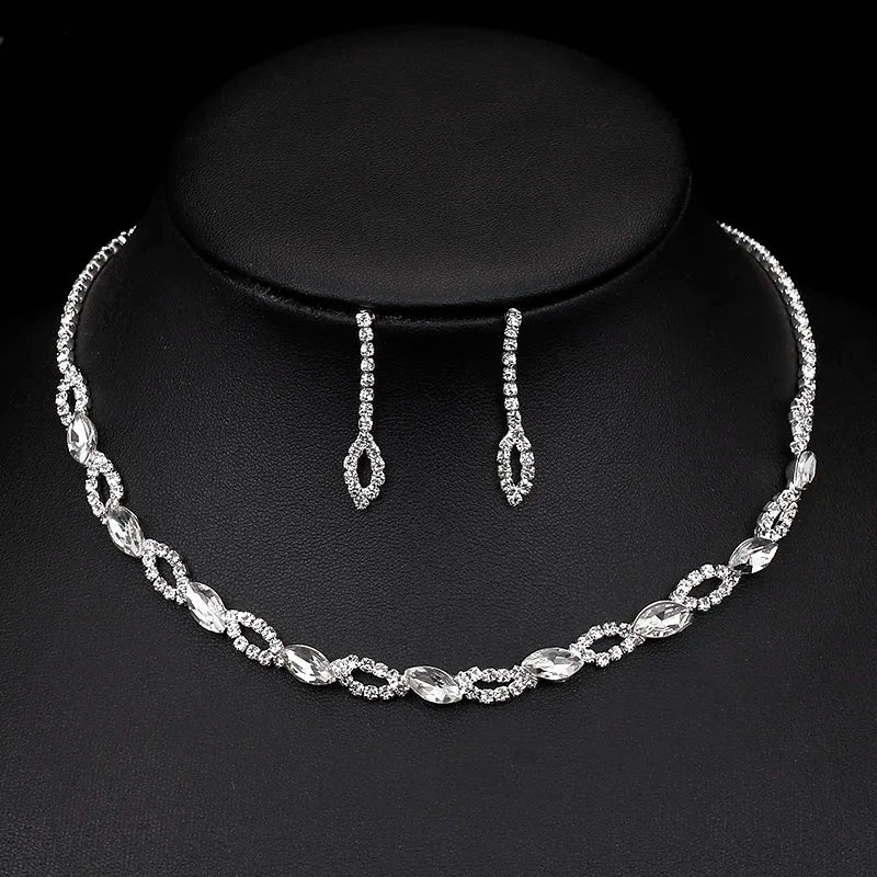 Parure Bijoux Cristal BLIJERY – Collier & Boucles Élégantes (Plusieurs Styles au Choix)