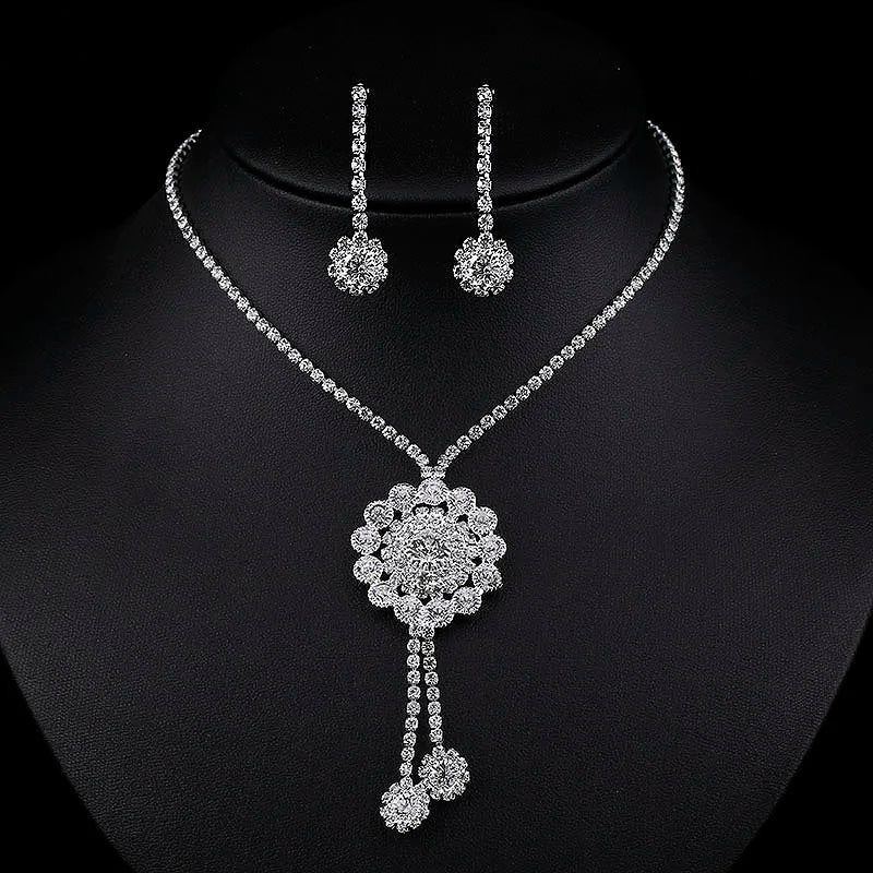 Parure Bijoux Cristal BLIJERY – Collier & Boucles Élégantes (Plusieurs Styles au Choix)