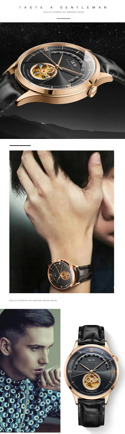 I&W MIYOTA – Tourbillon Bleu Prestige (Édition Saphir & Cuir Italien)