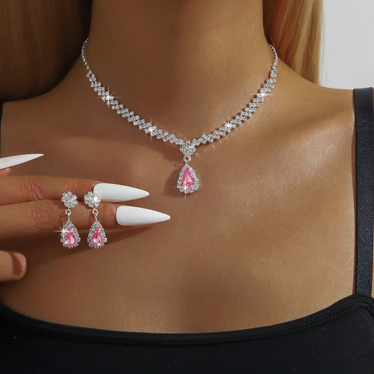Parure Cristal Impérial – Collier Goutte & Boucles (Édition Mariage)