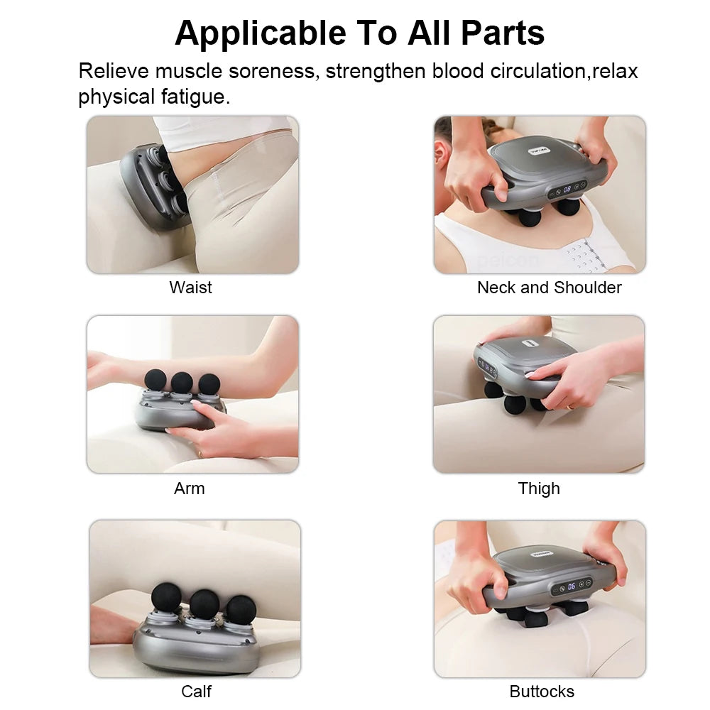 Pistolet de Massage Fascia 6 Têtes – Haute Fréquence & Relaxation Profonde