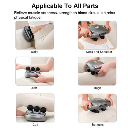 Pistolet de Massage Fascia 6 Têtes – Haute Fréquence & Relaxation Profonde